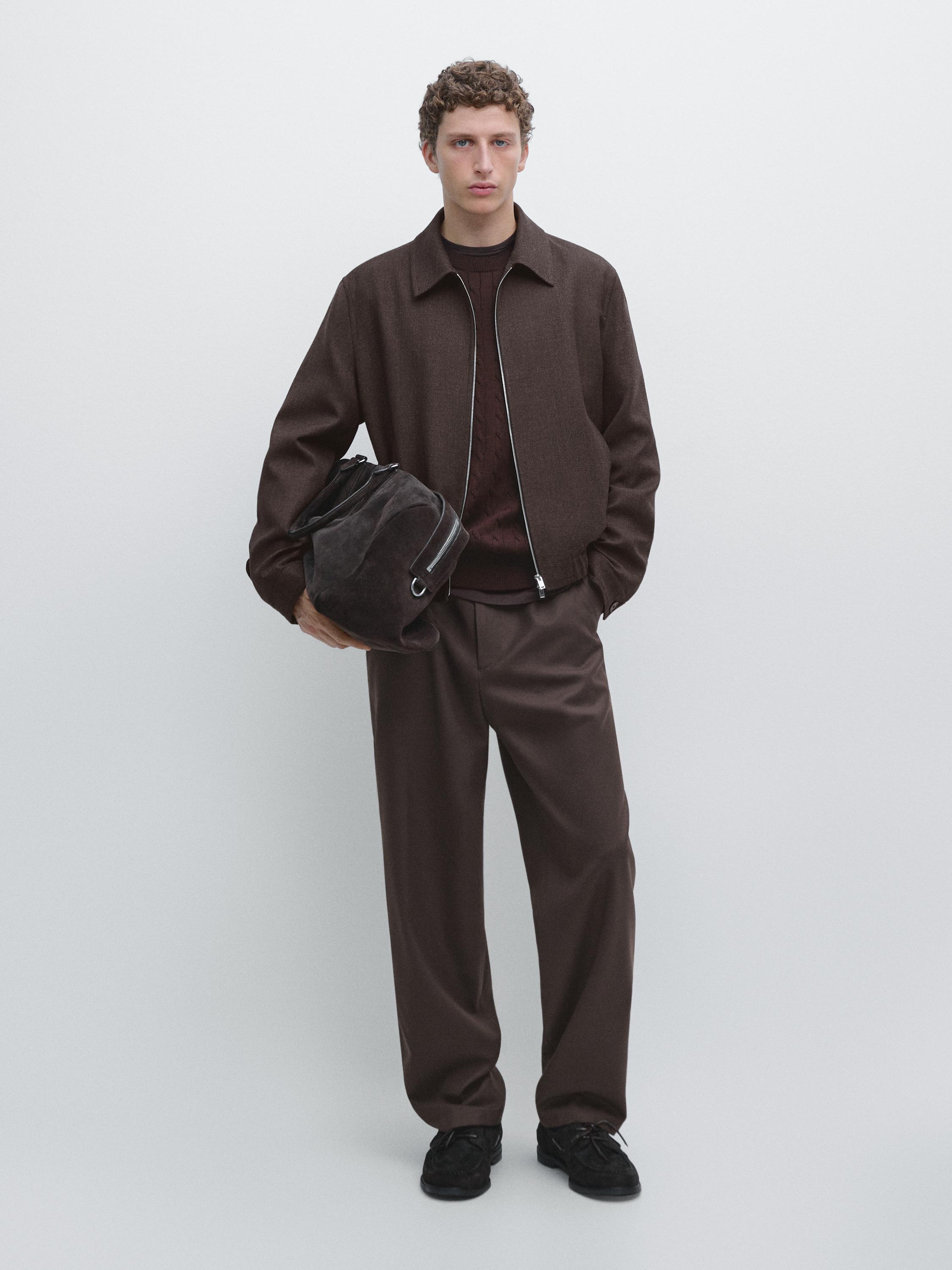 Wool bomber jacket with zip